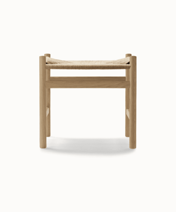 Kosha handcrafted footstool with solid wood frame and woven paper cord seat