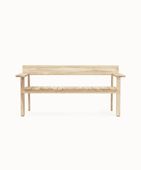 Antara solid teak outdoor bench on garden patio